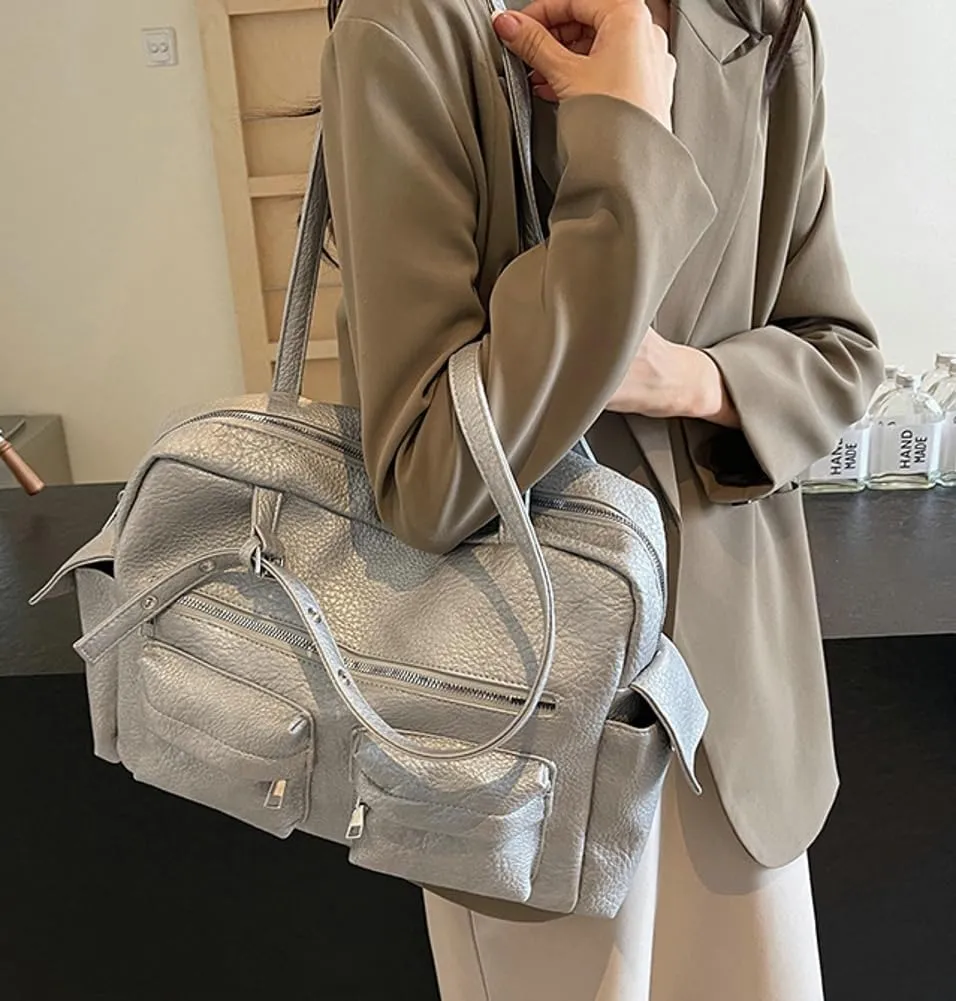 Vegan Leather Purses and Handbags for Women Large Shoulder Bags Soft Multi-Pocket Tote Bag Top Handle Satchels