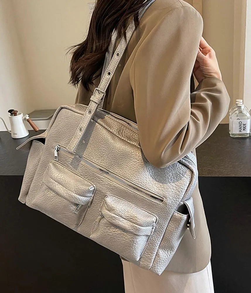 Vegan Leather Purses and Handbags for Women Large Shoulder Bags Soft Multi-Pocket Tote Bag Top Handle Satchels