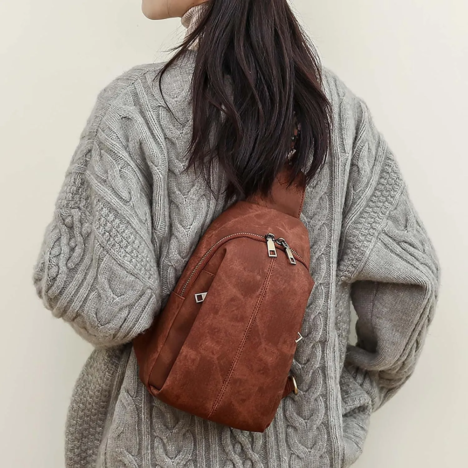 Vegan Leather Small Crossbody Bag for Women Anti Theft Crossbody Bags for Women Stylish Shoulder Bag(Brown)