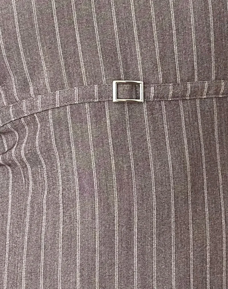 Vellura Halterneck Mini Dress in Taupe Pinstripe