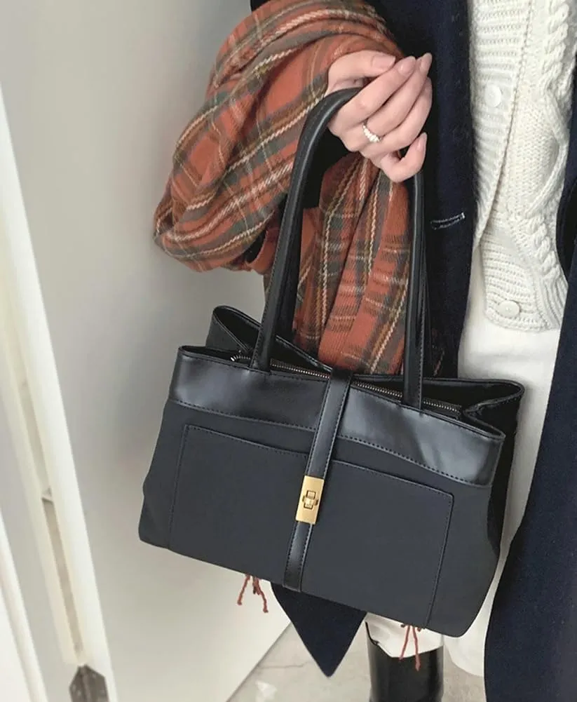 Vintage Vegan Leather Shoulder Bag for Women Large Suede Tote Satchels Purse Top-handle Travel Work Handbag