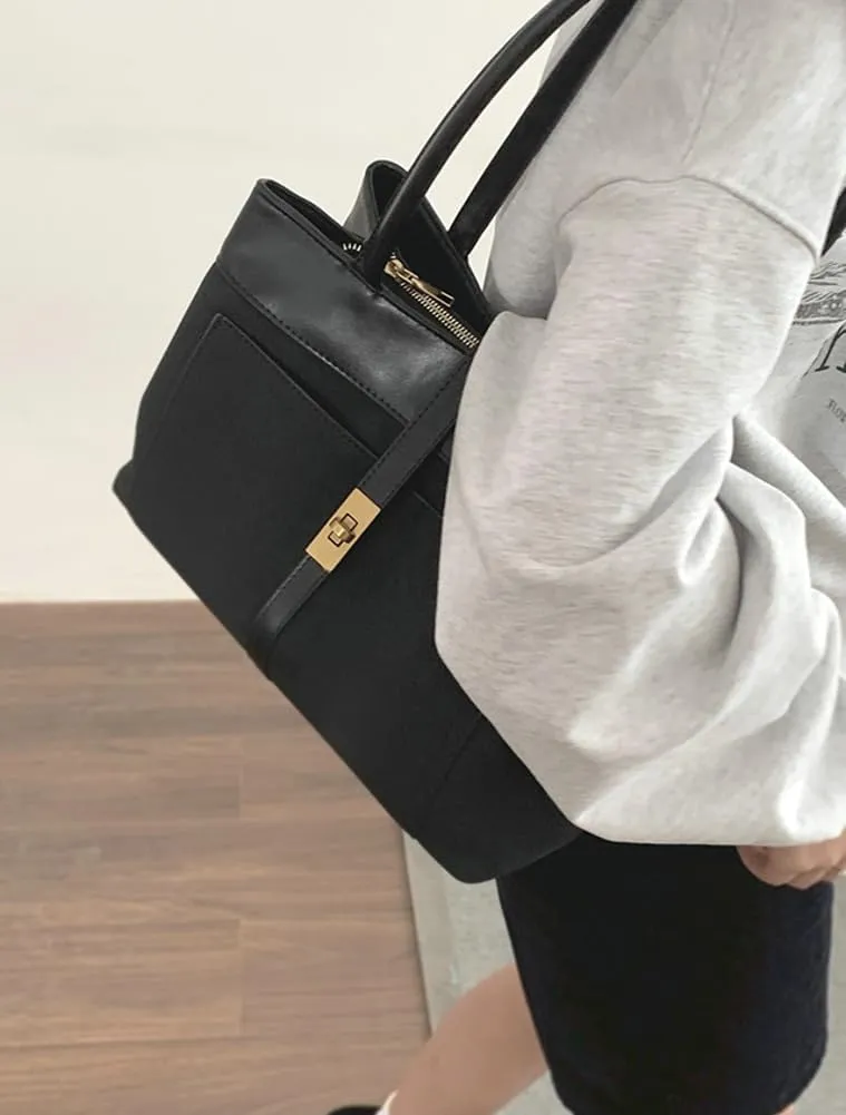 Vintage Vegan Leather Shoulder Bag for Women Large Suede Tote Satchels Purse Top-handle Travel Work Handbag