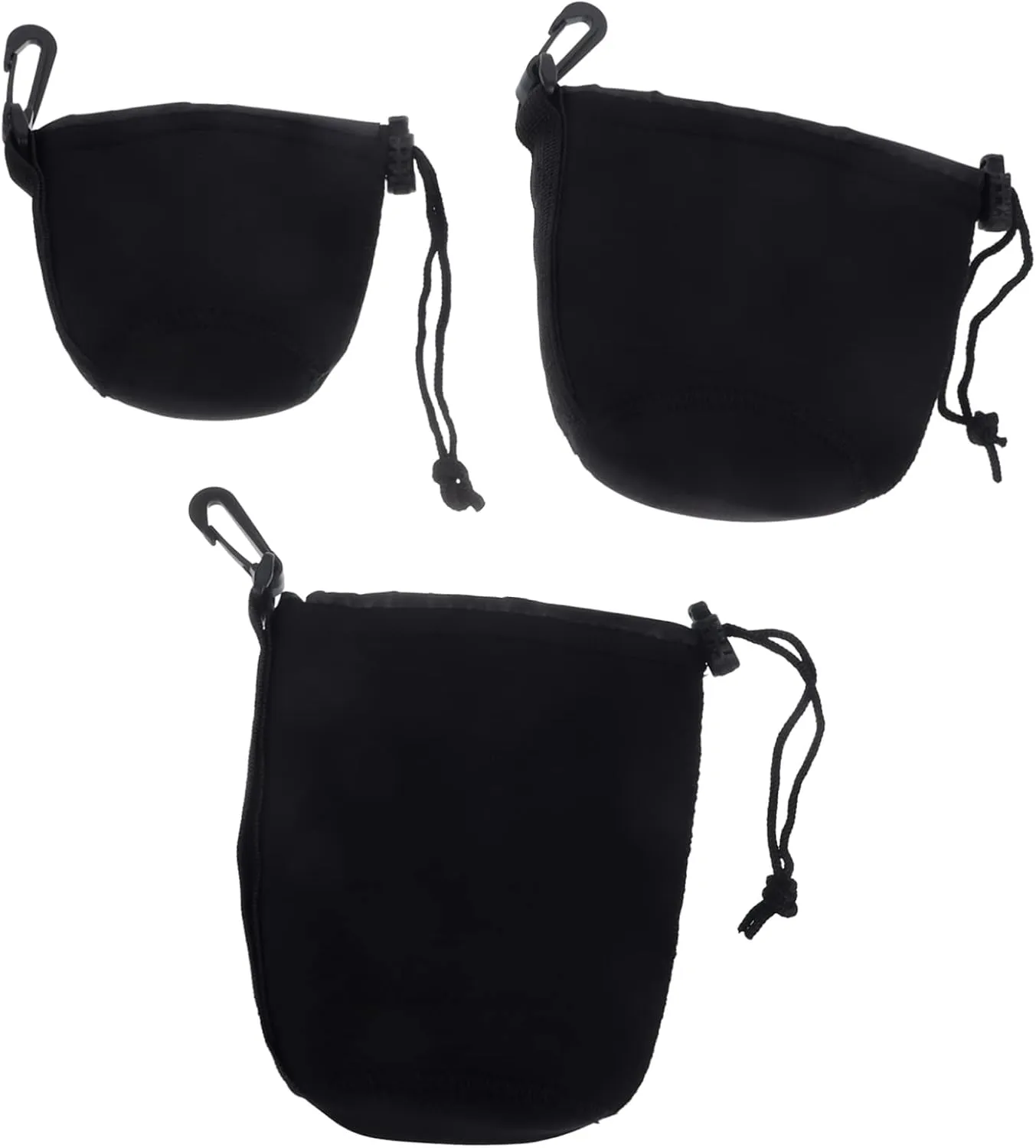 Waterproof Camera Lens Case Bag for 3pcs Neoprene Lens Pouch Drawstring Dustproof Scratch-resistant Outdoor Use