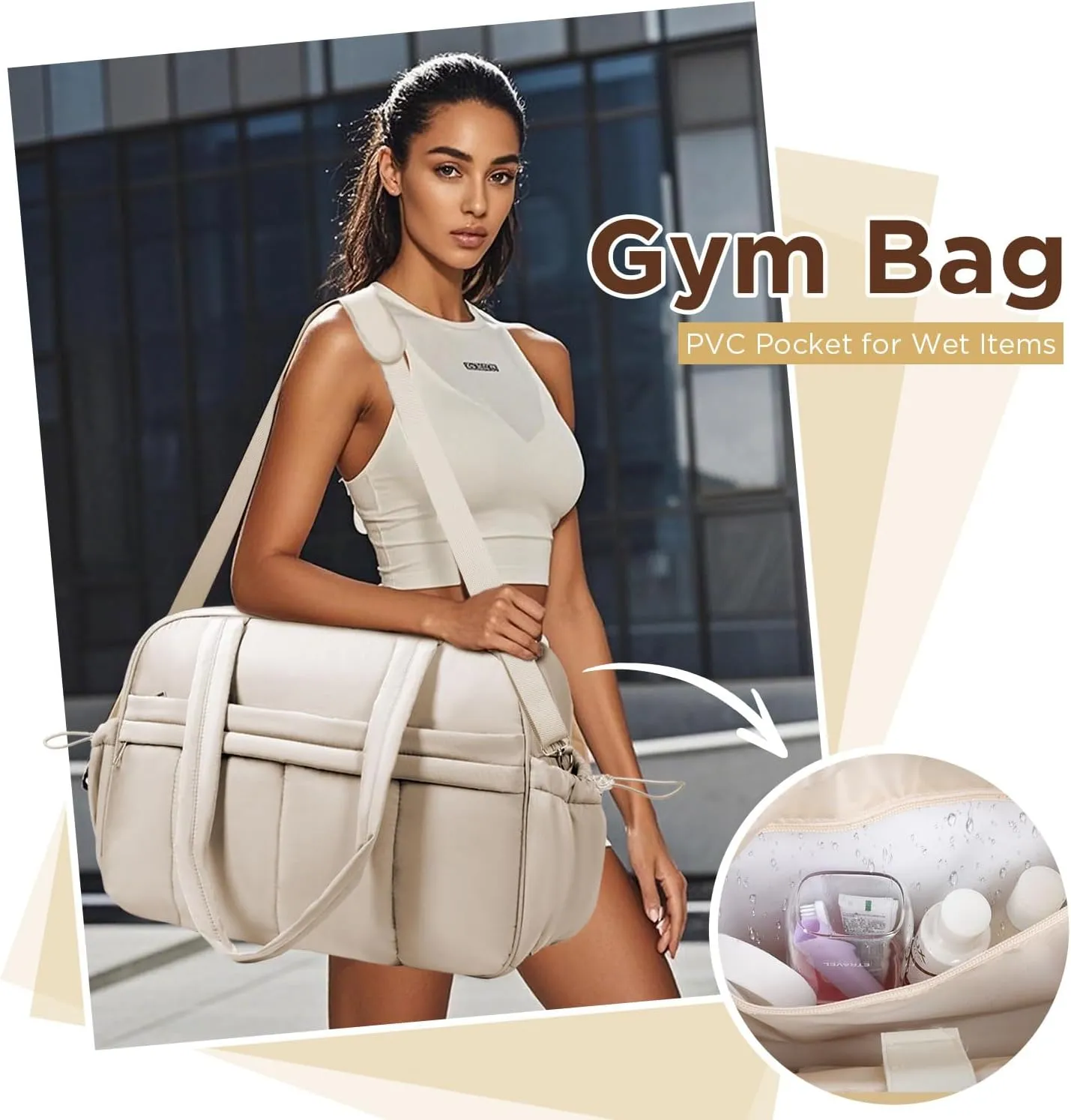 Weekender Bags for Women, Quilted Travel Duffel Bag, Large Puffer Duffle Bag for Travel Gym Overnight Weekend Workout Carry on Bag for Airplanes, Personal Item Travel Bag
