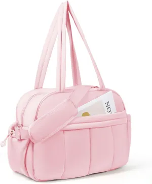 Weekender Bags for Women, Quilted Travel Duffel Bag, Large Puffer Duffle Bag for Travel Gym Overnight Weekend Workout Carry on Bag for Airplanes, Personal Item Travel Bag