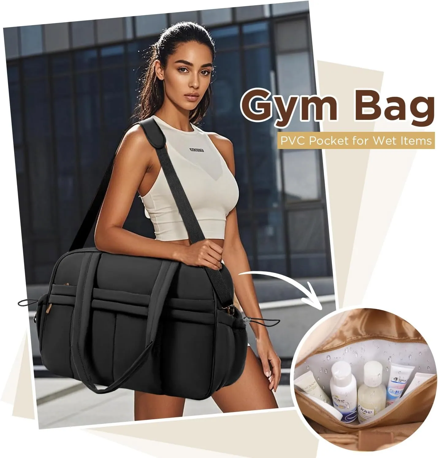 Weekender Bags for Women, Quilted Travel Duffel Bag, Large Puffer Duffle Bag for Travel Gym Overnight Weekend Workout Carry on Bag for Airplanes, Personal Item Travel Bag