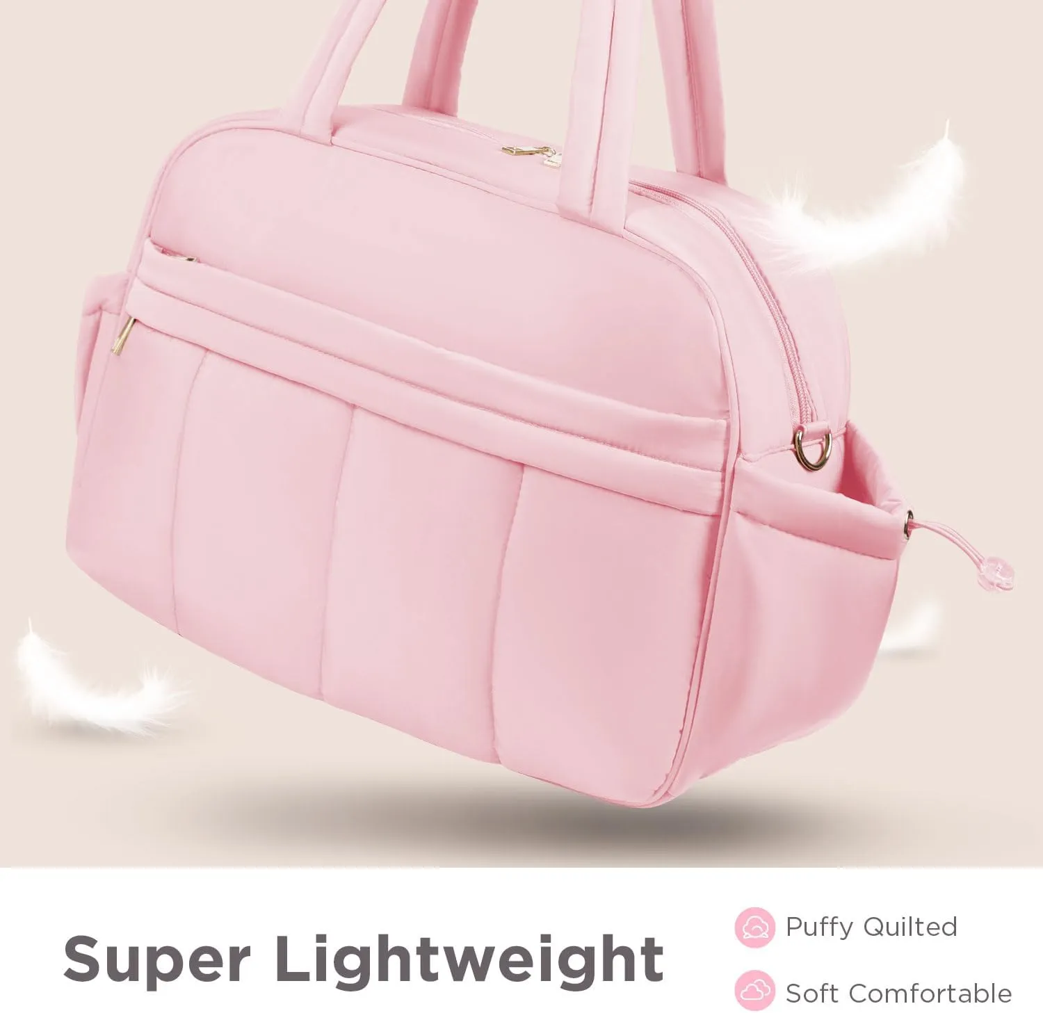 Weekender Bags for Women, Quilted Travel Duffel Bag, Large Puffer Duffle Bag for Travel Gym Overnight Weekend Workout Carry on Bag for Airplanes, Personal Item Travel Bag