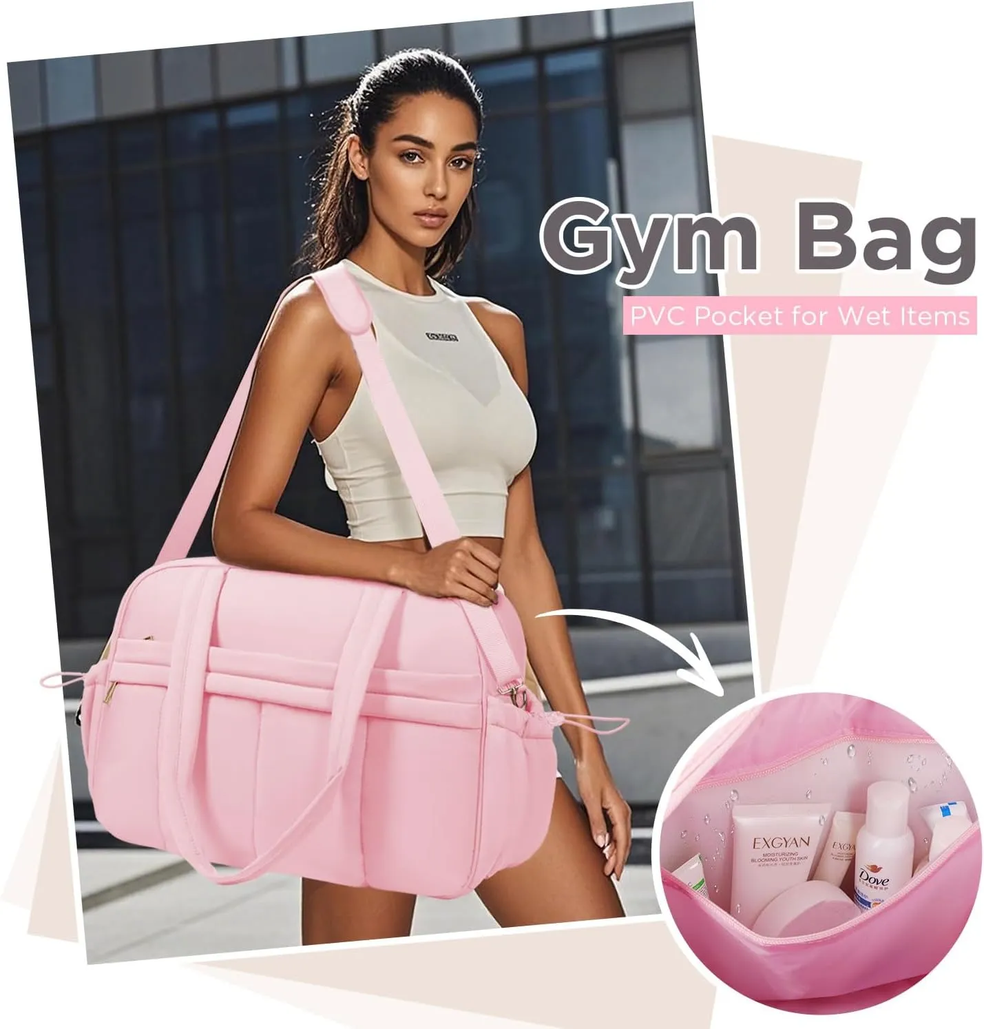 Weekender Bags for Women, Quilted Travel Duffel Bag, Large Puffer Duffle Bag for Travel Gym Overnight Weekend Workout Carry on Bag for Airplanes, Personal Item Travel Bag