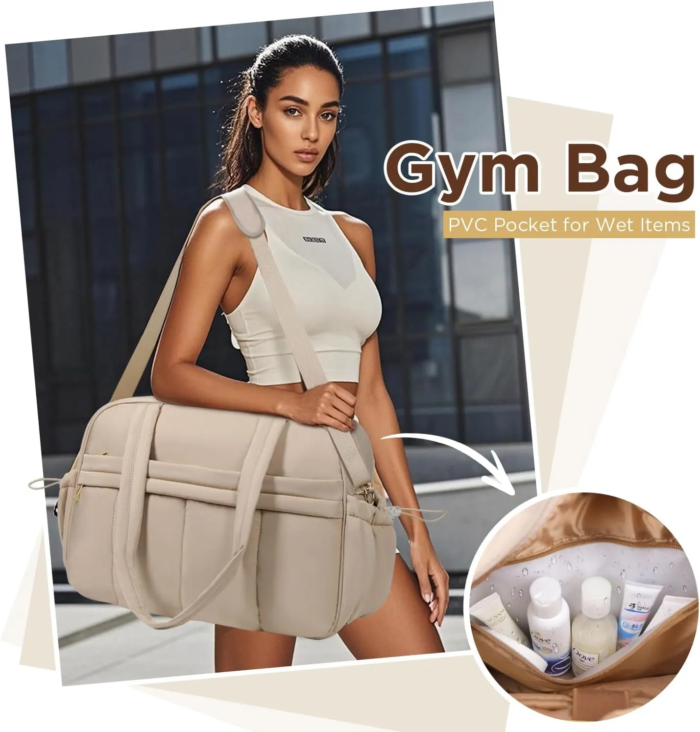 Weekender Bags for Women, Quilted Travel Duffel Bag, Large Puffer Duffle Bag for Travel Gym Overnight Weekend Workout Carry on Bag for Airplanes, Personal Item Travel Bag