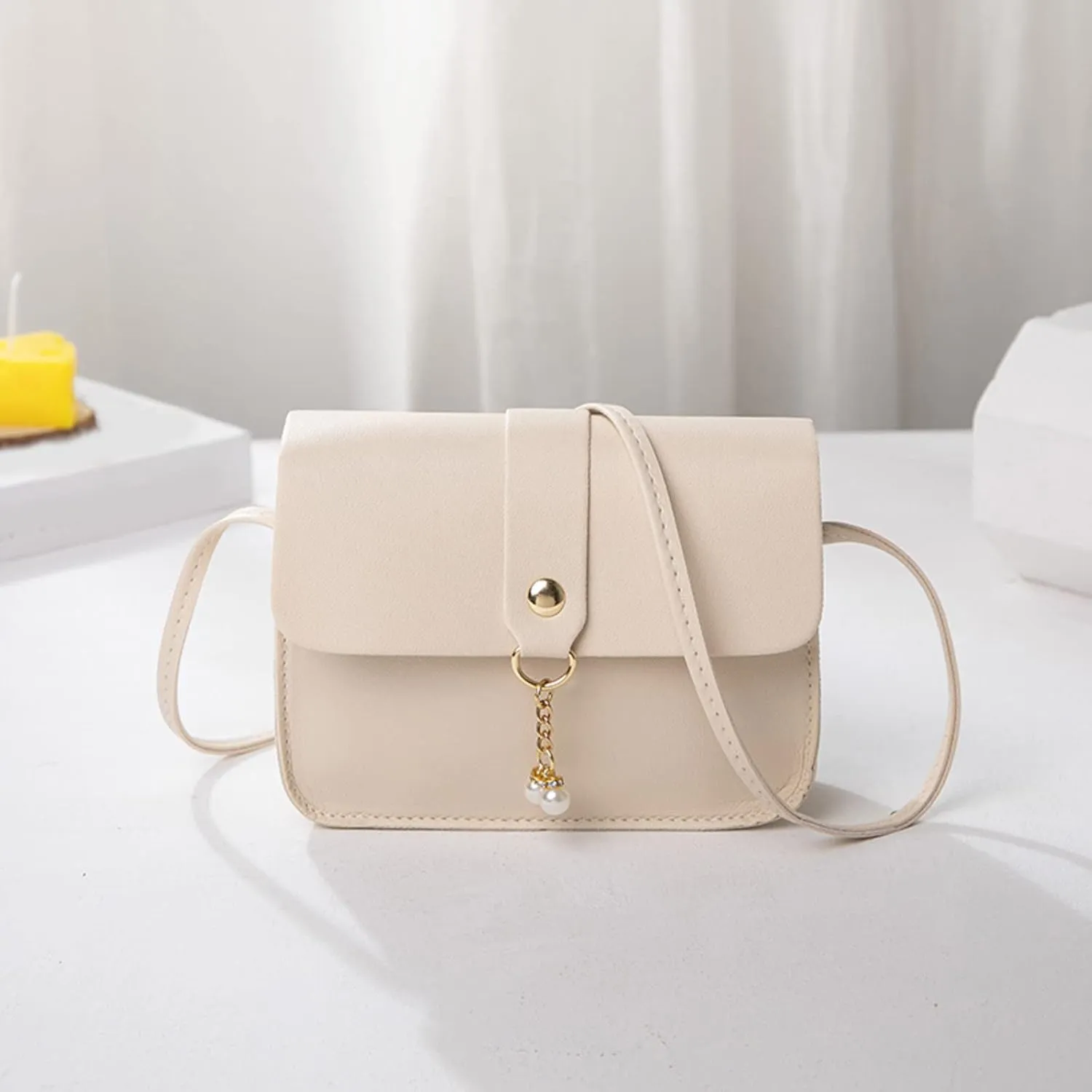 Women Bag Women Shoulder Bag Fashionable Pearl Pendant Soft Leather Lightweight And Versatile Messenger Bag