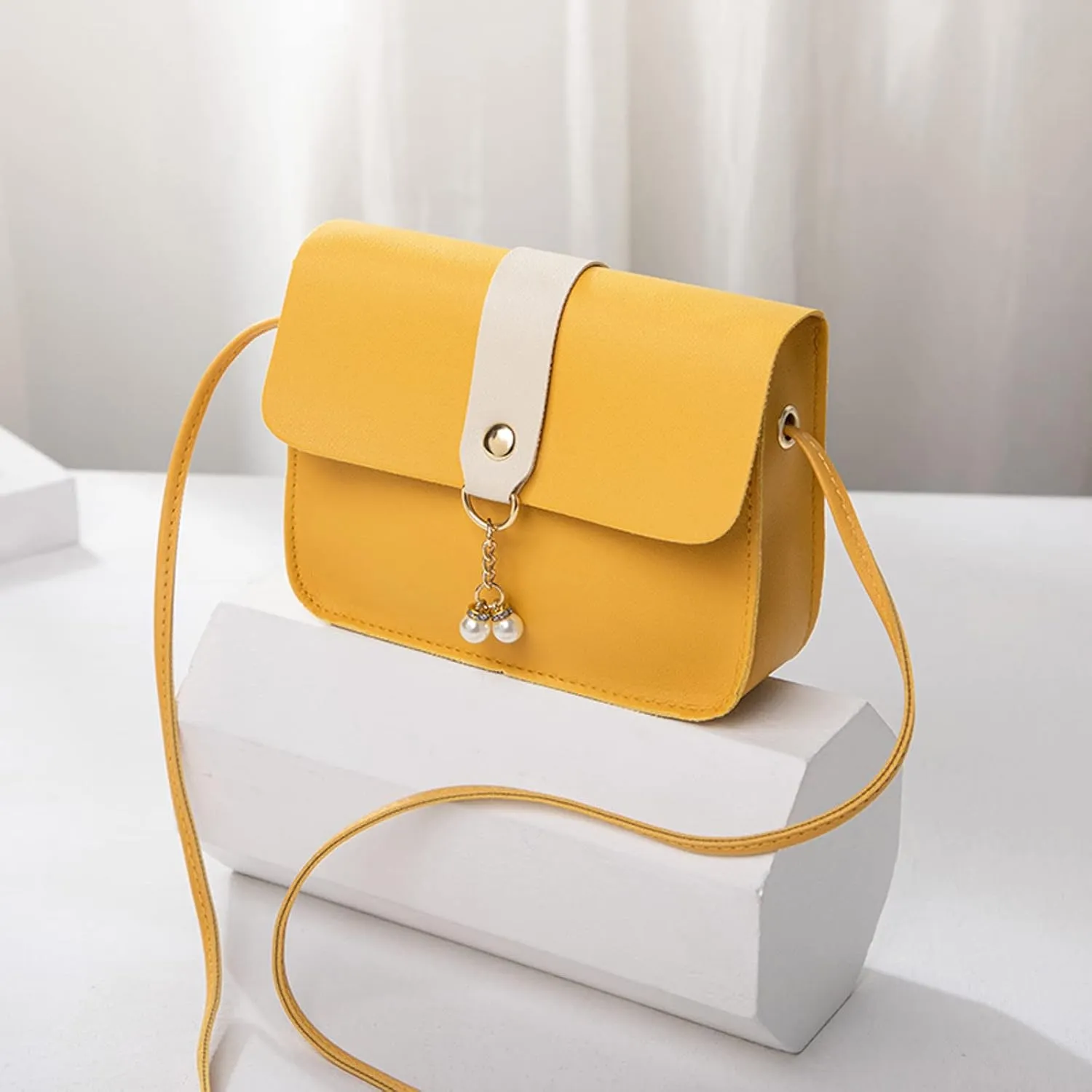 Women Bag Women Shoulder Bag Fashionable Pearl Pendant Soft Leather Lightweight And Versatile Messenger Bag