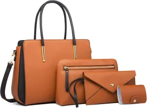 Women Fashion Handbags 4pcs Tote Bags Set Shoulder Bag Top Handle Satchels Purse
