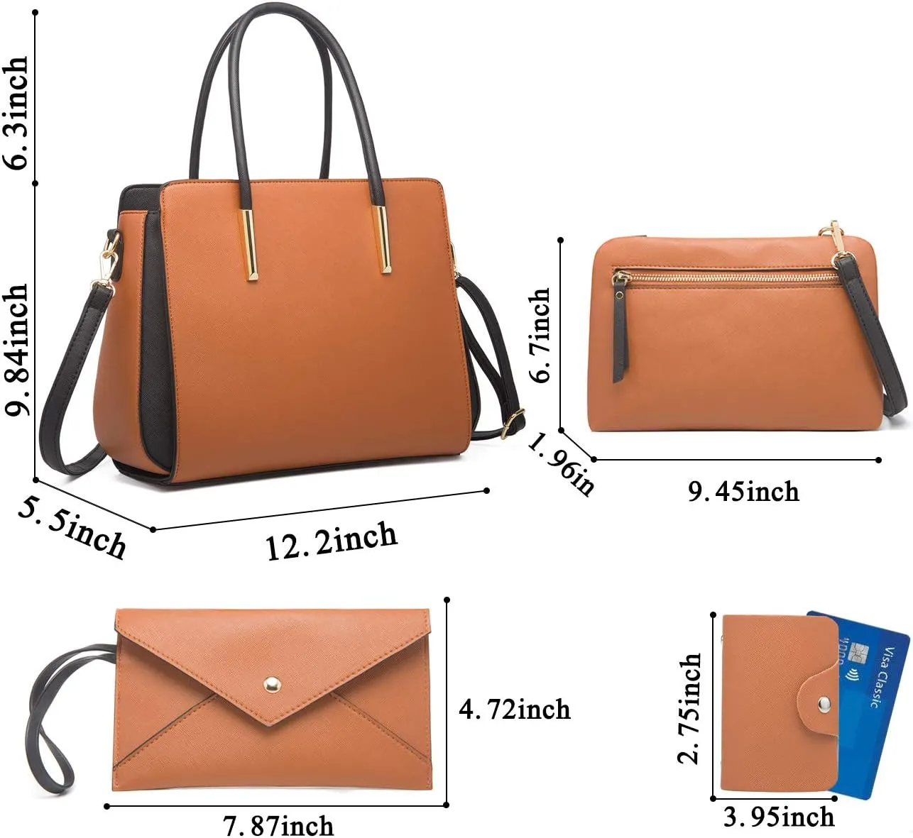 Women Fashion Handbags 4pcs Tote Bags Set Shoulder Bag Top Handle Satchels Purse