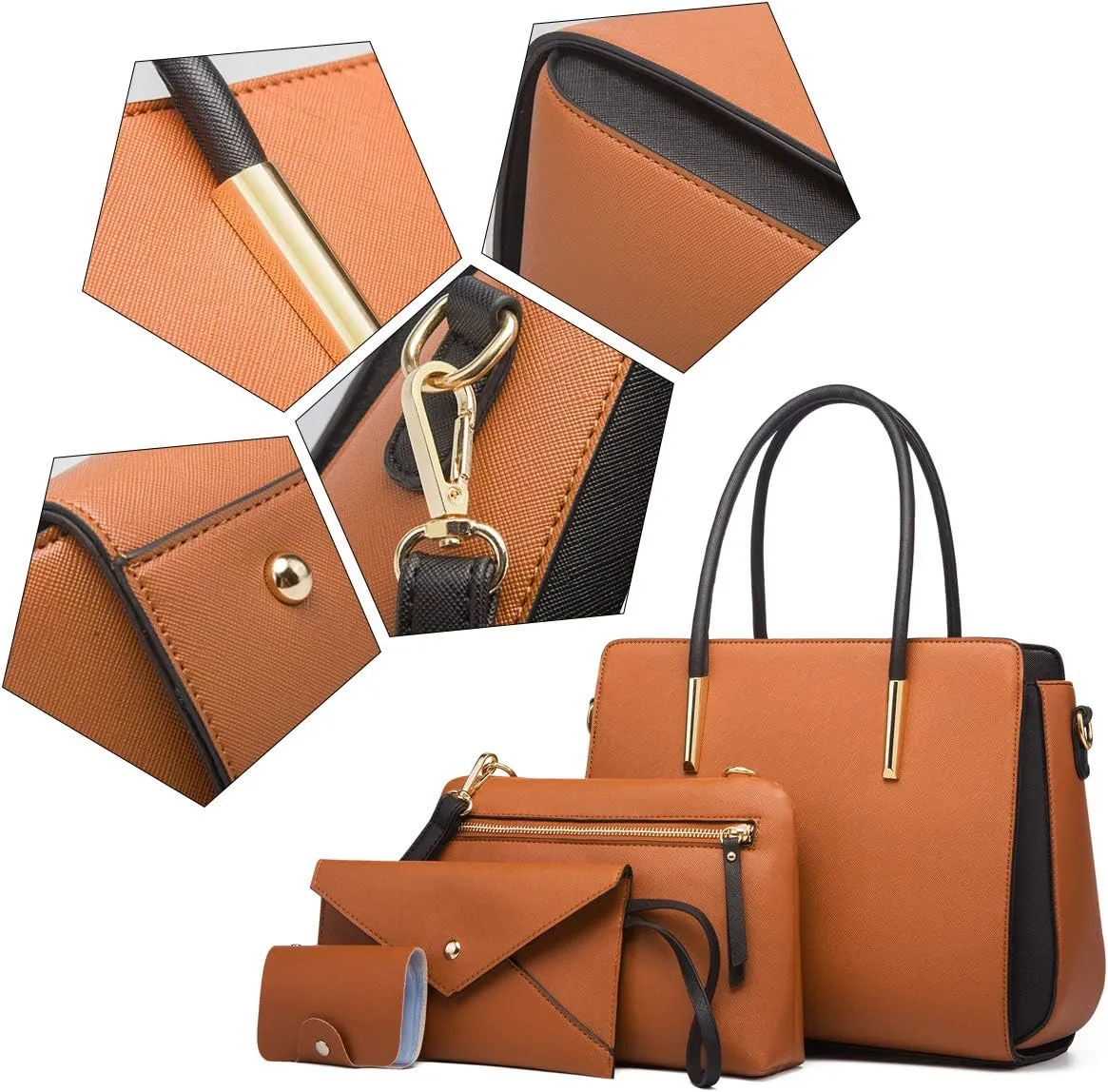 Women Fashion Handbags 4pcs Tote Bags Set Shoulder Bag Top Handle Satchels Purse