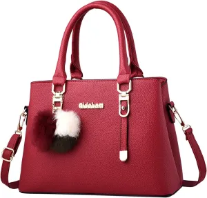 Womens Bag Elegant Casual Leather Messenger Bags Large Capacity Handbag Fashion Women Shoulder Bags (Red, One Size)