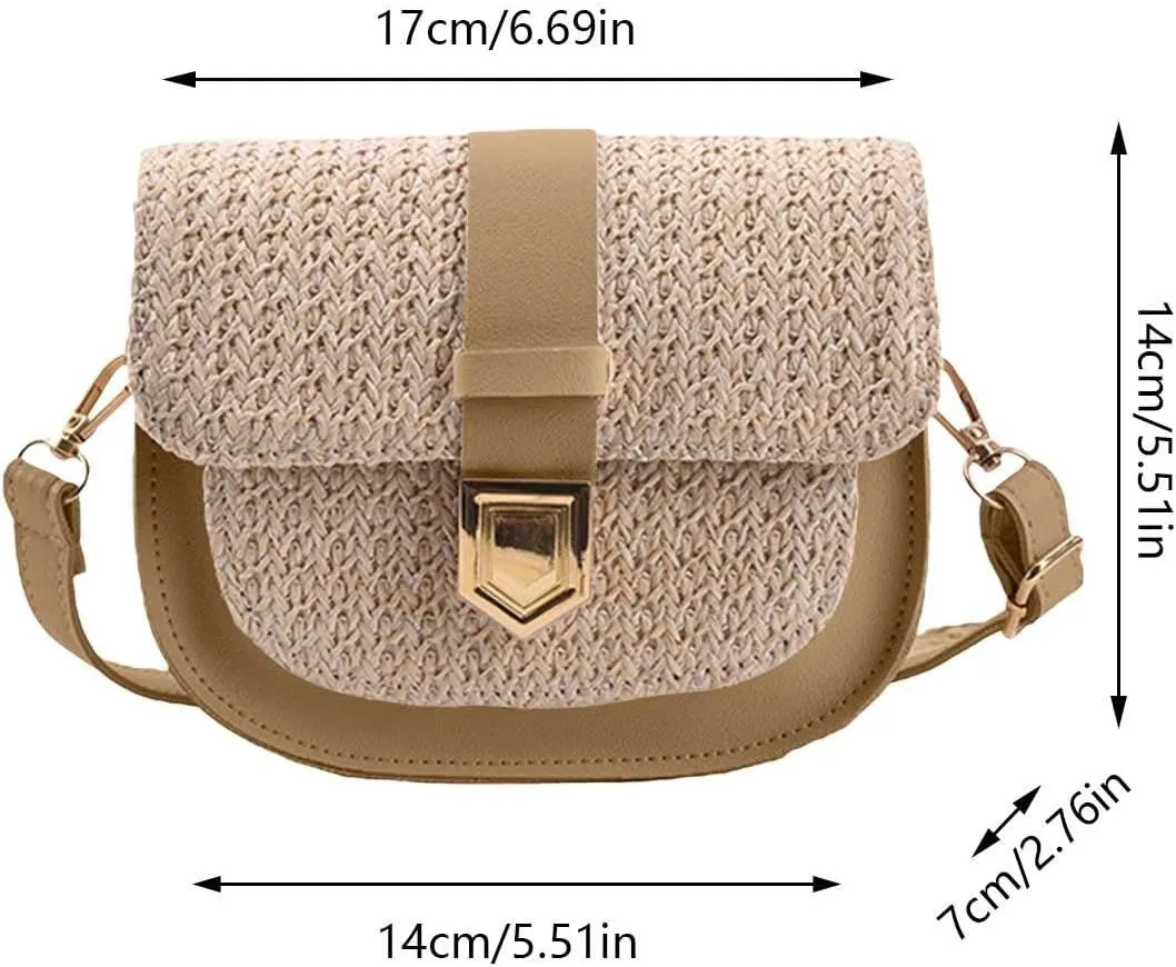 Women's Bag Simple Small Fresh Single Shoulder Crossbody Bag Saddle Vintage Canvas (Khaki, One Size)