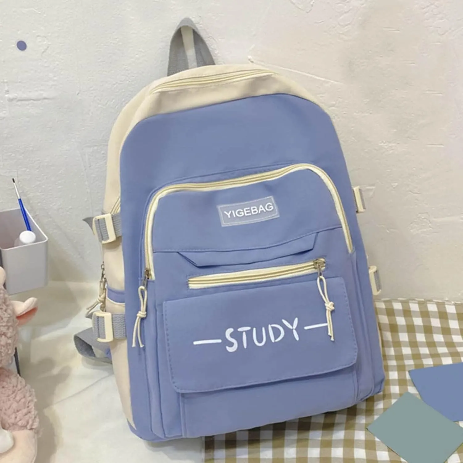 Women's Fashion Cloth Outdoor Travel Bag Soft Rucksack Ladies Shoulder Bags Medium Antitheft Backpack for Women(Blue)