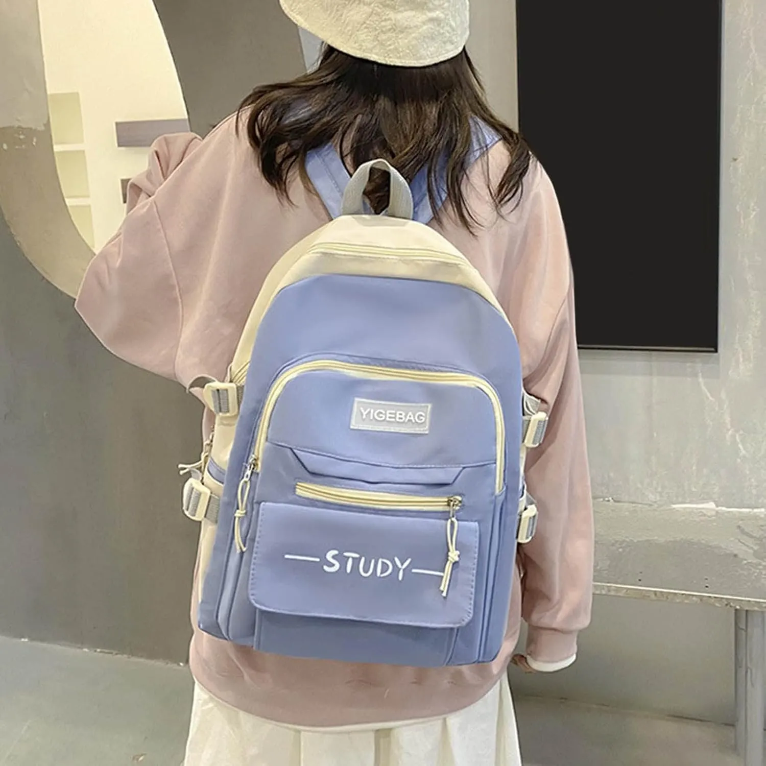 Women's Fashion Cloth Outdoor Travel Bag Soft Rucksack Ladies Shoulder Bags Medium Antitheft Backpack for Women(Blue)