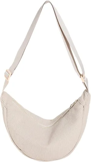 Women's Fashion Solid Color Cordulet Crossbody Bags Dumpling Bag Lightweight Underarm Bags Single (Beige, One Size)