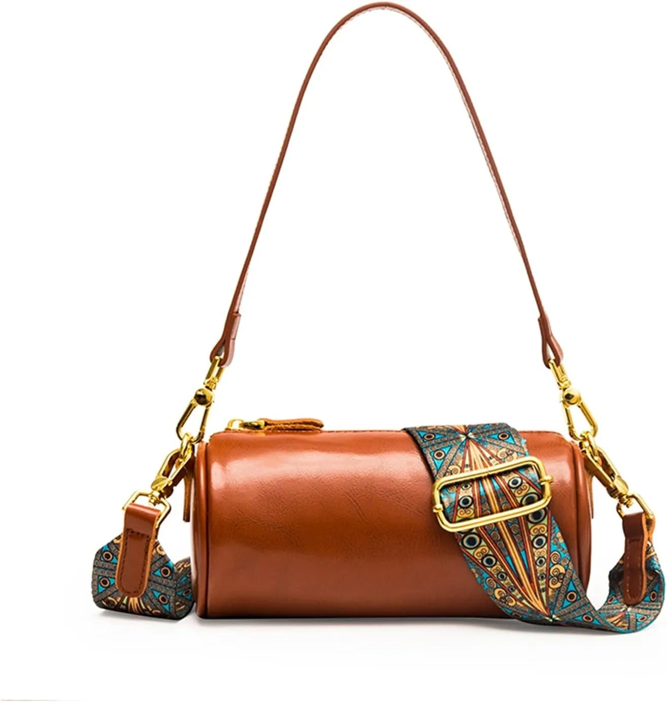 Womens Genuine Leather Shoulder Bags Small Messenger Bags Ladies Crossbody Bags For Women Shoulder Bags(Brown)