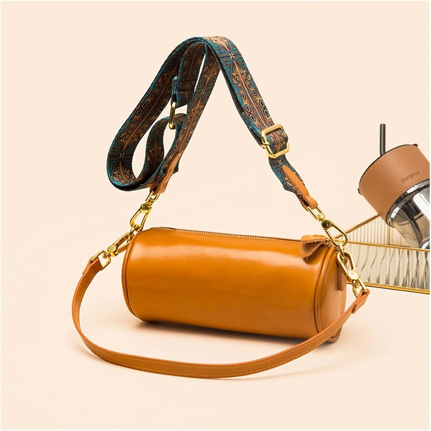 Womens Genuine Leather Shoulder Bags Small Messenger Bags Ladies Crossbody Bags For Women Shoulder Bags(Brown)