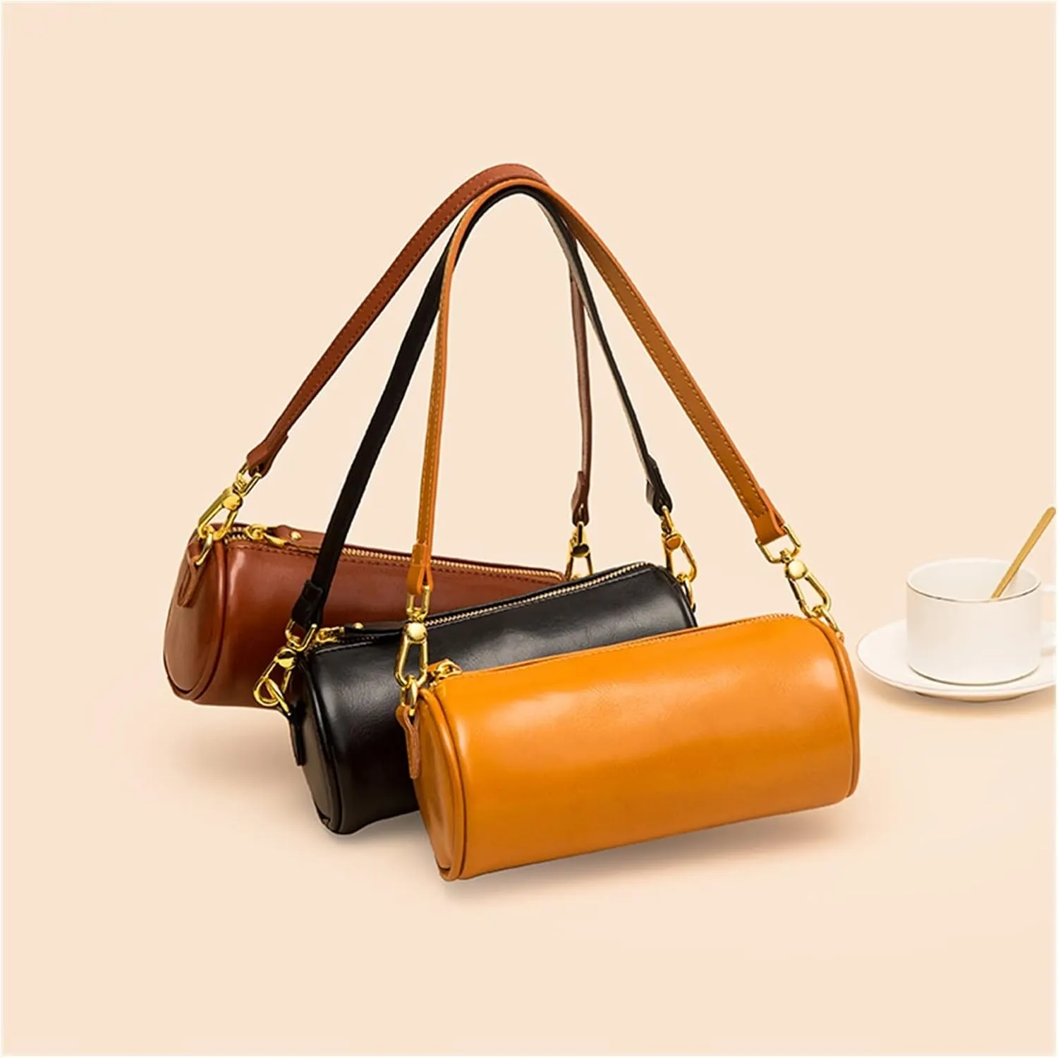 Womens Genuine Leather Shoulder Bags Small Messenger Bags Ladies Crossbody Bags For Women Shoulder Bags(Brown)
