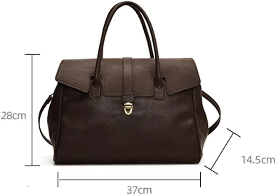 Womens Large Tote Bag Vintage Vegan Leather Work Briefcase Shoulder Crossbody Purse Handbag Messenger Satchels