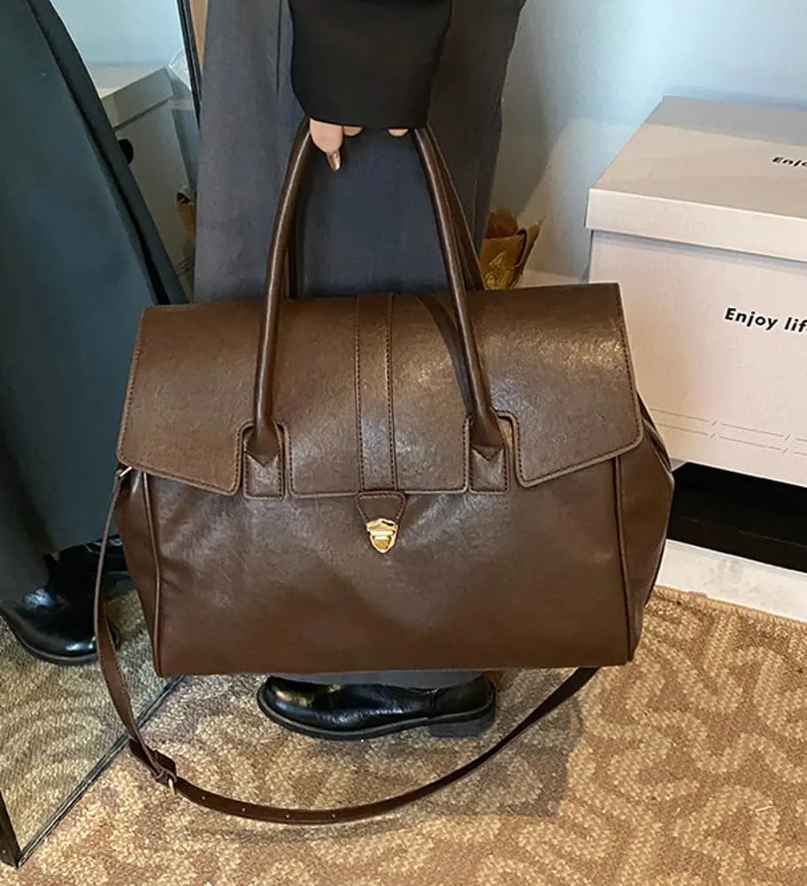 Womens Large Tote Bag Vintage Vegan Leather Work Briefcase Shoulder Crossbody Purse Handbag Messenger Satchels
