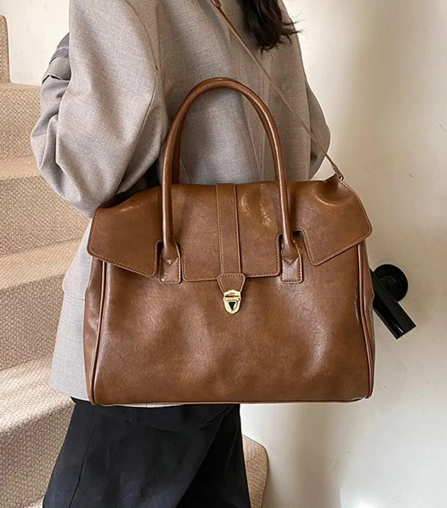 Womens Large Tote Bag Vintage Vegan Leather Work Briefcase Shoulder Crossbody Purse Handbag Messenger Satchels