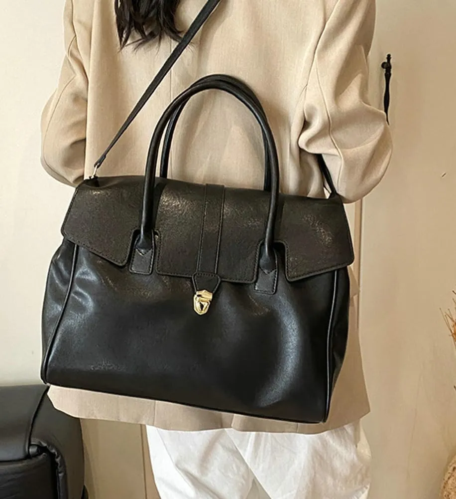 Womens Large Tote Bag Vintage Vegan Leather Work Briefcase Shoulder Crossbody Purse Handbag Messenger Satchels