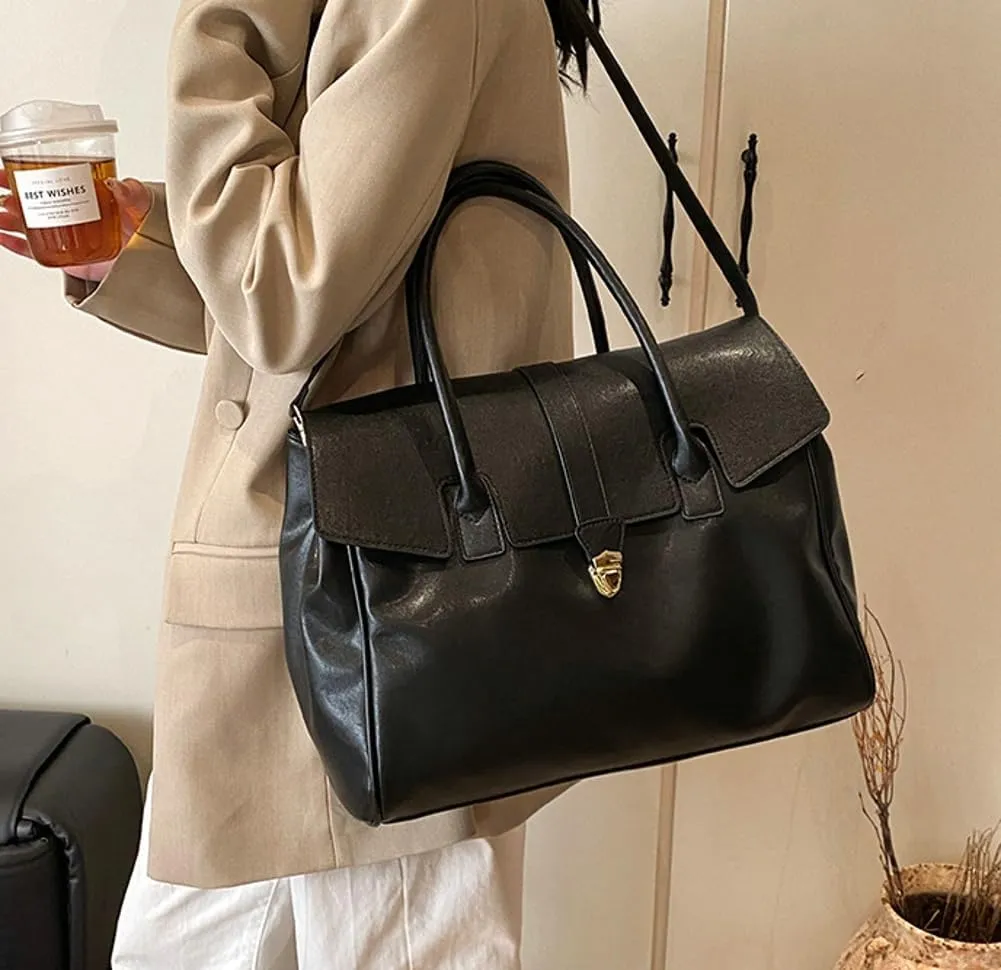 Womens Large Tote Bag Vintage Vegan Leather Work Briefcase Shoulder Crossbody Purse Handbag Messenger Satchels