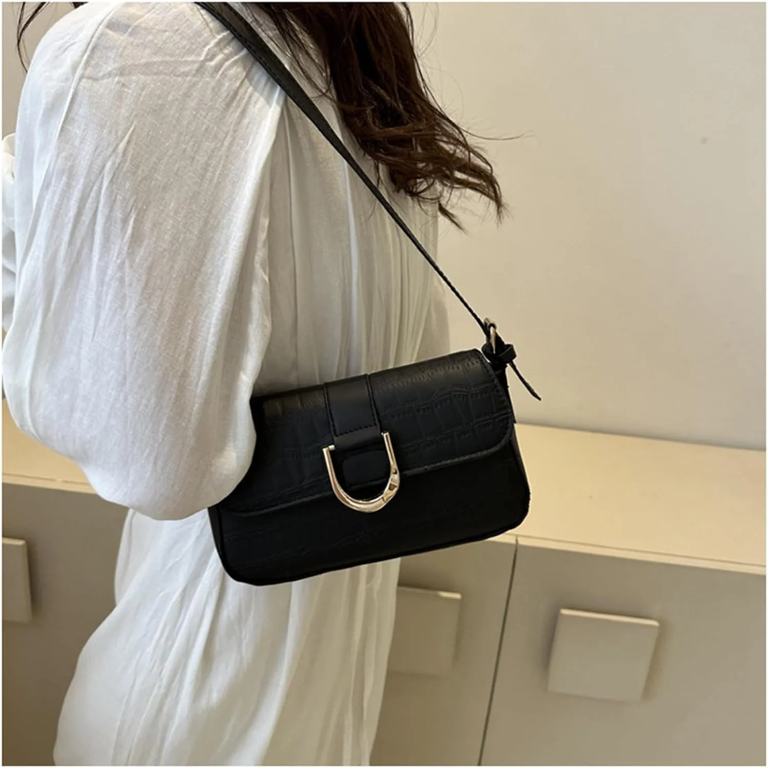 Women's PU Leather Shoulder Bag Hobo Handbag and Purse Satchels Bag Crossbody Bag with Adjustable Strap (Khaki)
