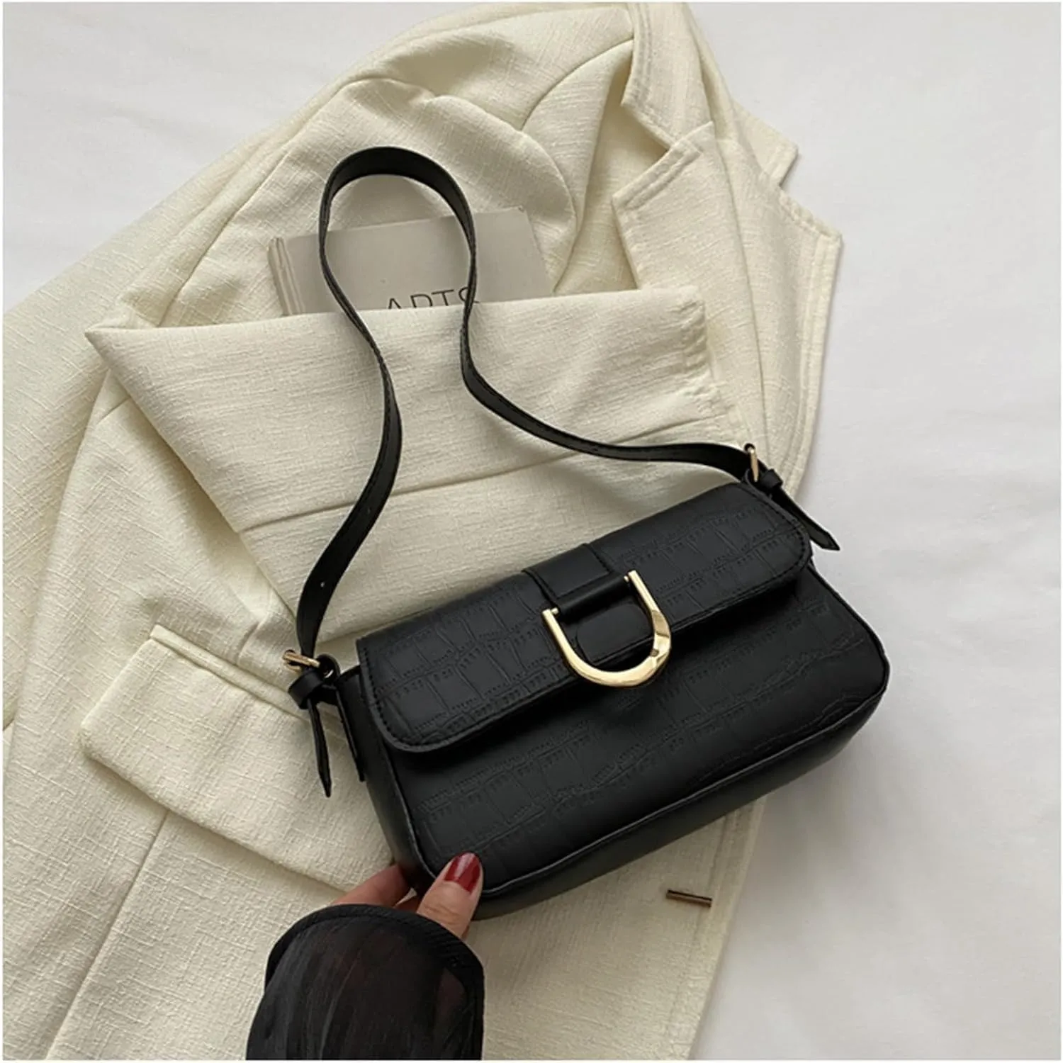 Women's PU Leather Shoulder Bag Hobo Handbag and Purse Satchels Bag Crossbody Bag with Adjustable Strap (Khaki)
