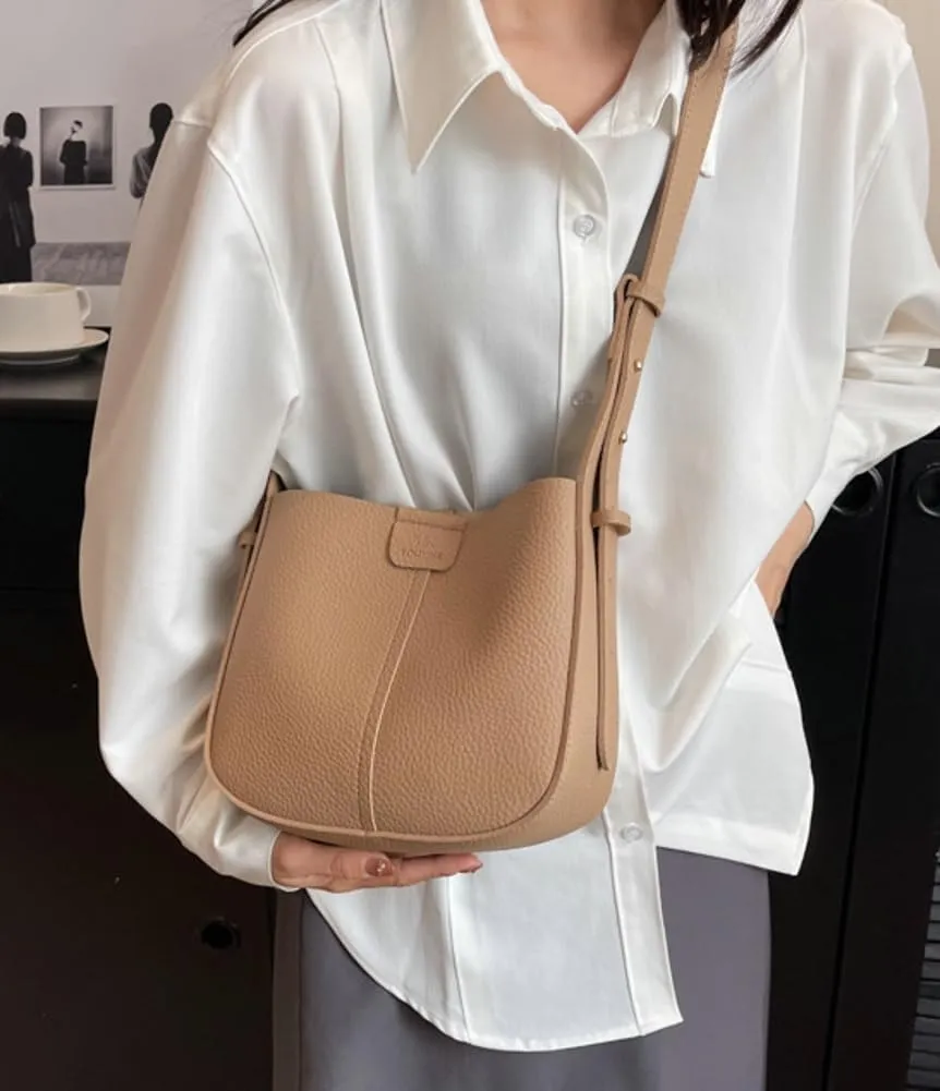 Womens Trendy Vegan Leather Bucket Bag Crossbody Shoulder Purses Small Handbags Ladies Chic Tote Satchels 2pcs