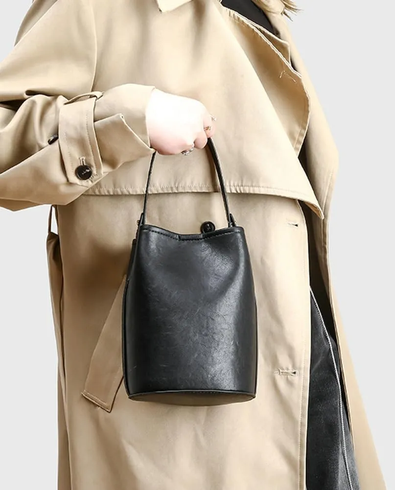 Womens Trendy Vegan Leather Bucket Bag Small Shoulder Purses Tote Handbags Ladies Chic Underarm Satchels