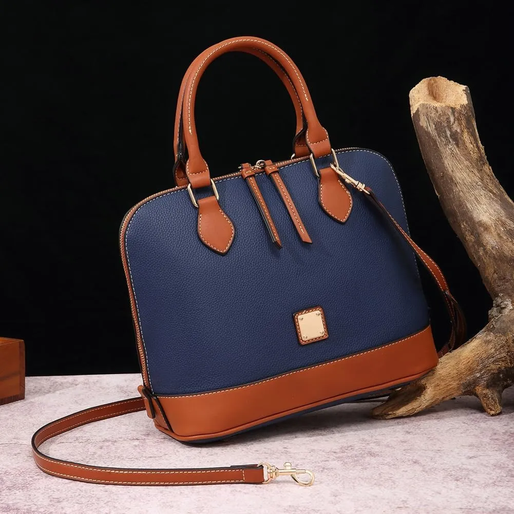 Womens Trendy Vegan Leather Handnag Purse Large Shell Tote Crossbody Bag Working Shoulder Bag Top Handle Satchels