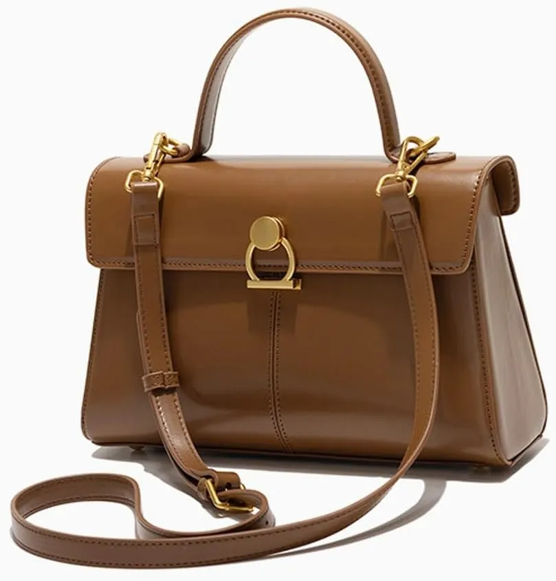 Womens Vintage Top Handle Handbags Commuter Crossbody Tote Bag Small Shoulder Purse Soft Vegan Leather Satchels Gift
