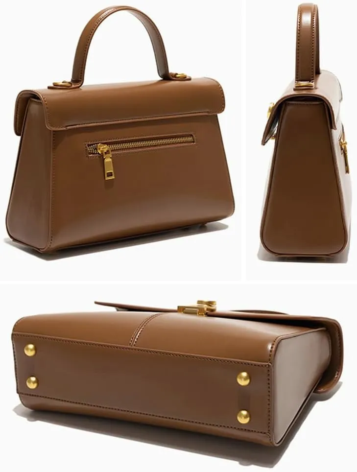Womens Vintage Top Handle Handbags Commuter Crossbody Tote Bag Small Shoulder Purse Soft Vegan Leather Satchels Gift