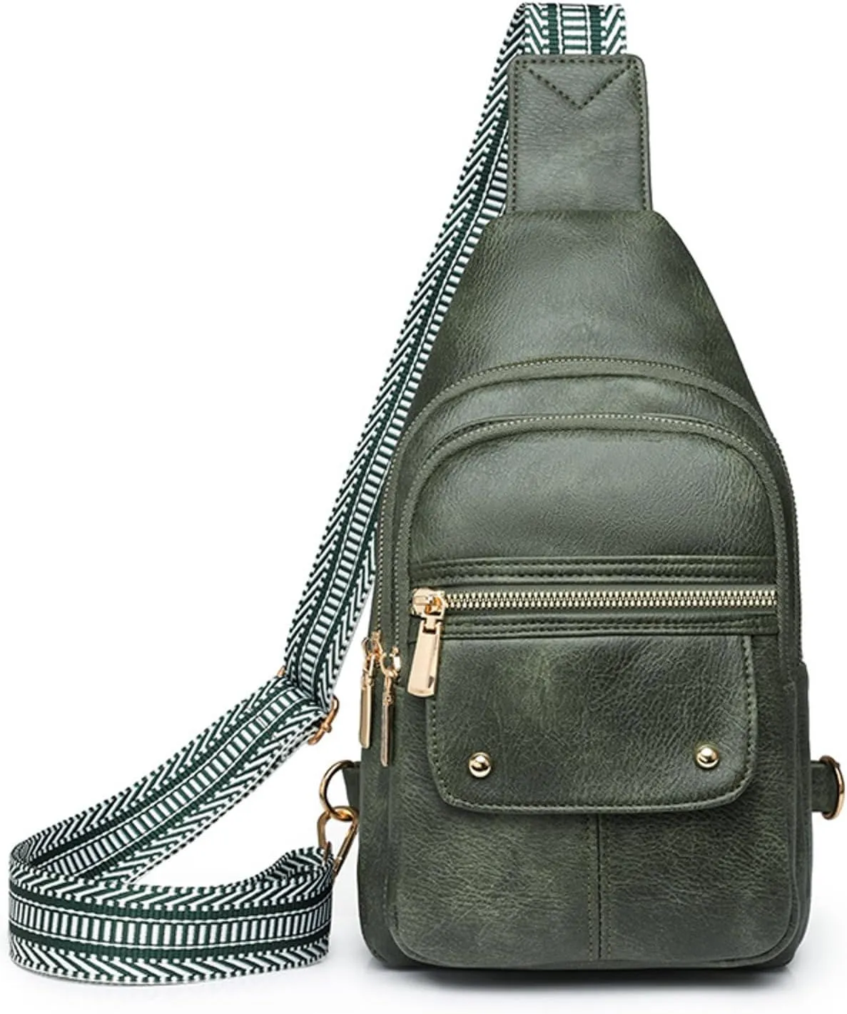 Women's Waterproof Leather Crossbody Purses Multi Pocket Crossbody Purses Shoulder Handbags Passport Holder(Green)
