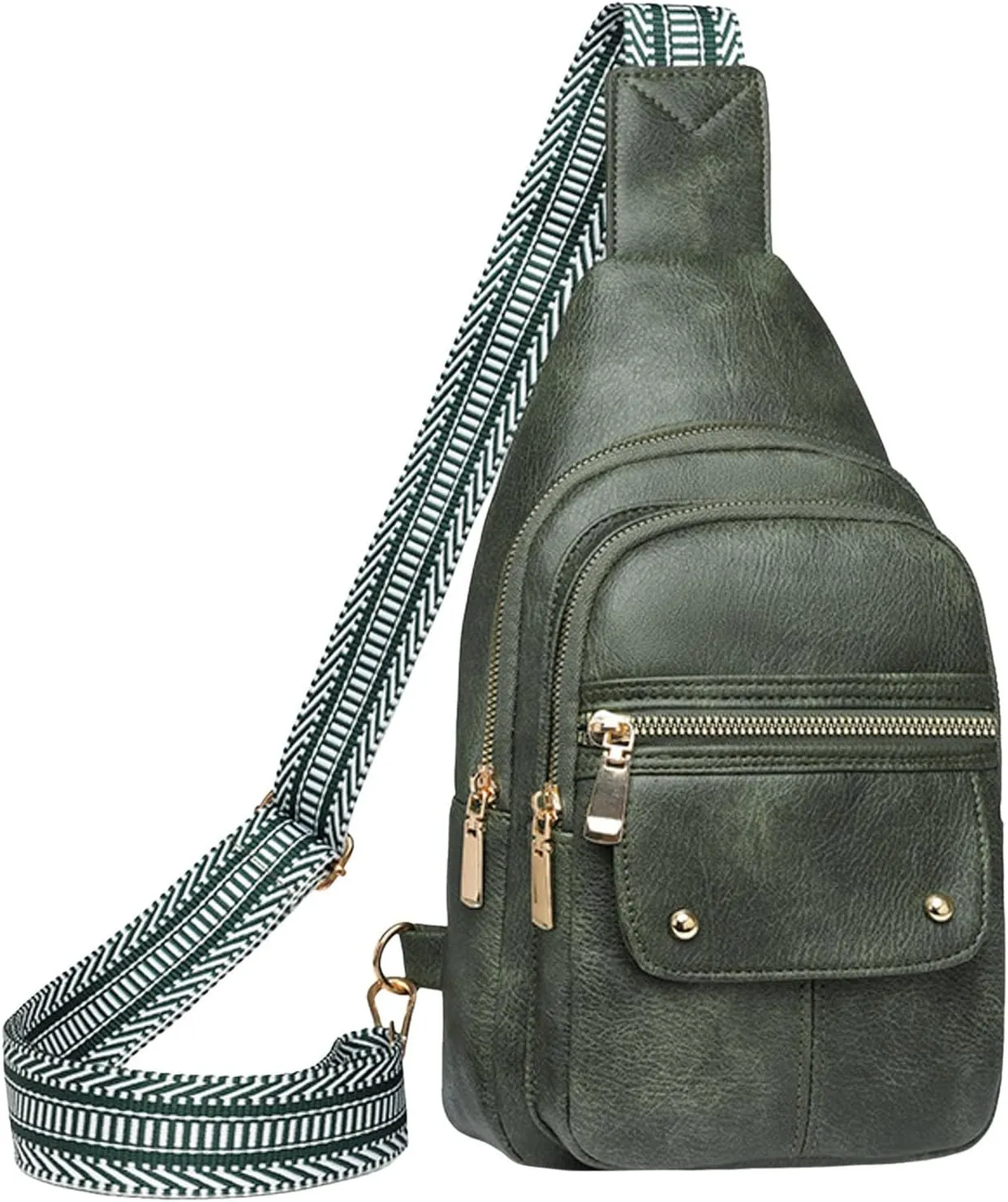 Women's Waterproof Leather Crossbody Purses Multi Pocket Crossbody Purses Shoulder Handbags Passport Holder(Green)