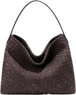 Woven Bags Women Slouchy Woven Suede Tote Bag Trendy Suede Hobo Purse Vintage Satchels Handbag for Work Travel