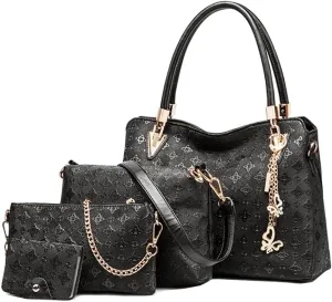 YAQUNICER Women Synthetic PU Leather Tote Satchel Hobo Backpack 4pcs Shoulder Top-Handle Crossbody Handbag
