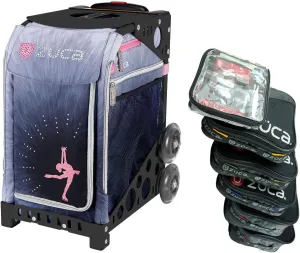 Zuca Bag, Black Frame, Non Flashing Wheels, 5 Packing Pouches, Toiletry Bag